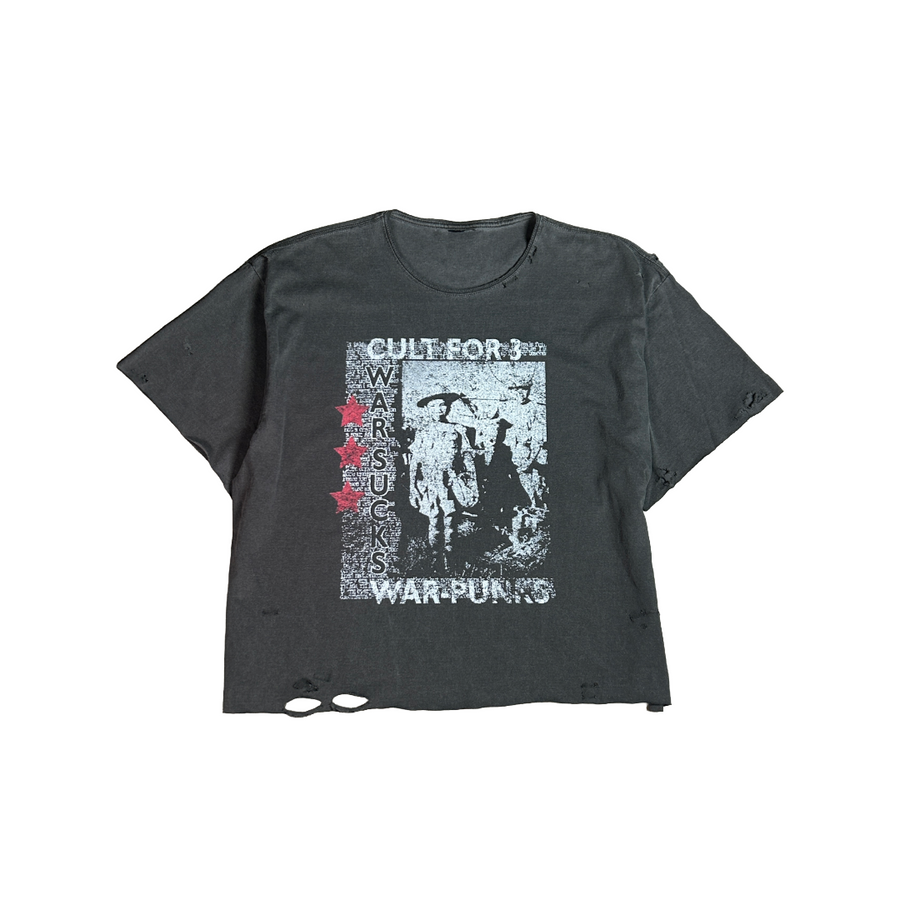 (War-punks) cropped drop shoulder tee